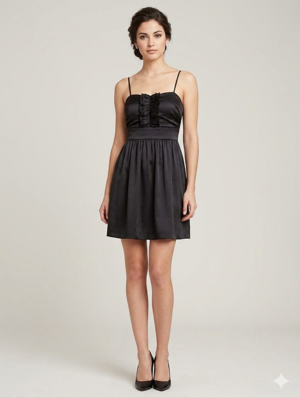 BCBG Little Black Spaghetti-Strap Mini Dress
